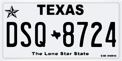 TX license plate DSQ8724