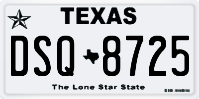 TX license plate DSQ8725