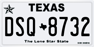 TX license plate DSQ8732