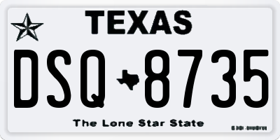 TX license plate DSQ8735