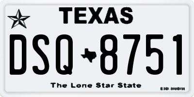 TX license plate DSQ8751