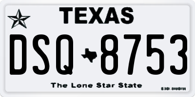 TX license plate DSQ8753