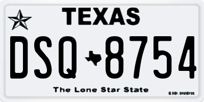 TX license plate DSQ8754