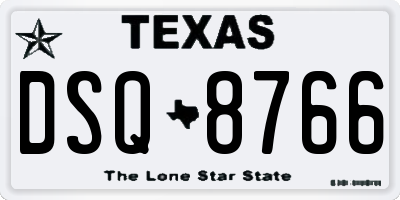 TX license plate DSQ8766