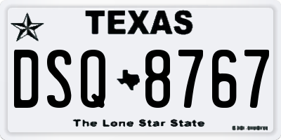 TX license plate DSQ8767