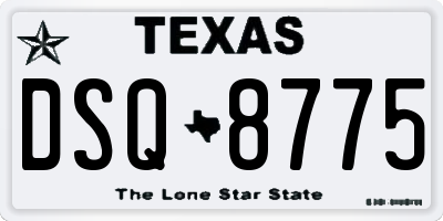TX license plate DSQ8775