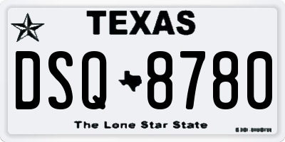 TX license plate DSQ8780