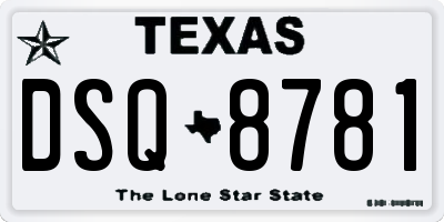 TX license plate DSQ8781