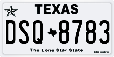 TX license plate DSQ8783
