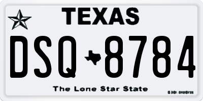 TX license plate DSQ8784