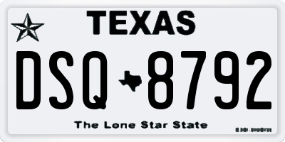 TX license plate DSQ8792
