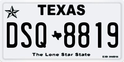 TX license plate DSQ8819
