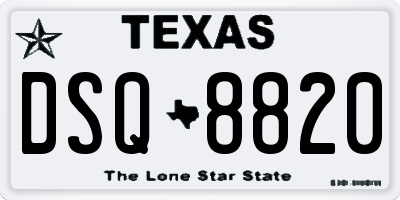 TX license plate DSQ8820