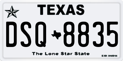 TX license plate DSQ8835
