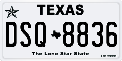 TX license plate DSQ8836
