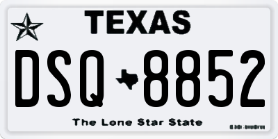 TX license plate DSQ8852