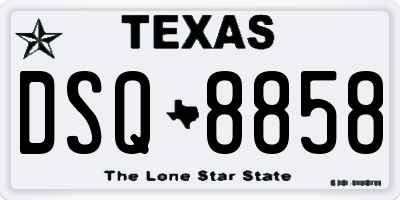 TX license plate DSQ8858
