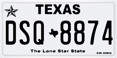 TX license plate DSQ8874