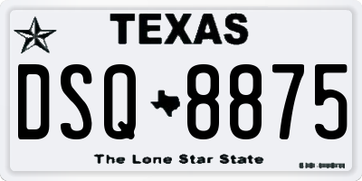 TX license plate DSQ8875
