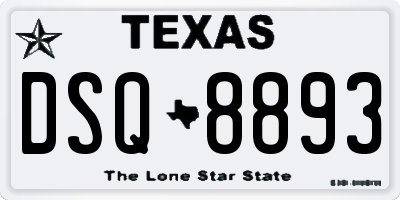 TX license plate DSQ8893