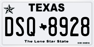 TX license plate DSQ8928