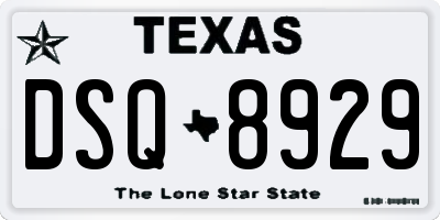 TX license plate DSQ8929