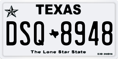 TX license plate DSQ8948