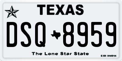 TX license plate DSQ8959