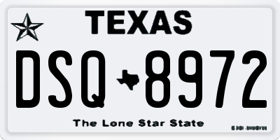 TX license plate DSQ8972
