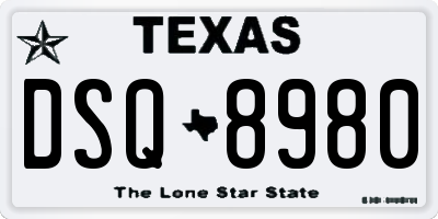TX license plate DSQ8980