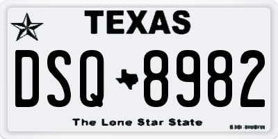 TX license plate DSQ8982