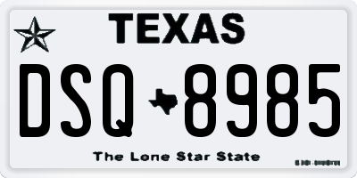 TX license plate DSQ8985