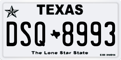 TX license plate DSQ8993