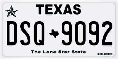 TX license plate DSQ9092