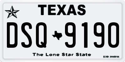 TX license plate DSQ9190