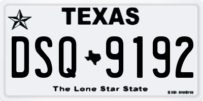 TX license plate DSQ9192