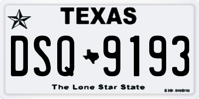 TX license plate DSQ9193