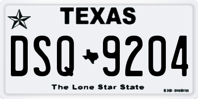 TX license plate DSQ9204