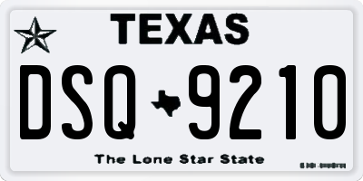 TX license plate DSQ9210