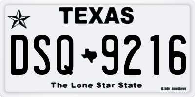TX license plate DSQ9216