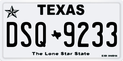 TX license plate DSQ9233