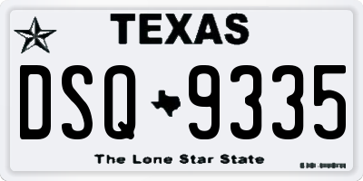 TX license plate DSQ9335