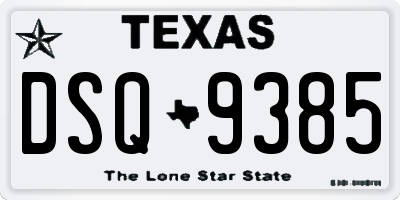 TX license plate DSQ9385