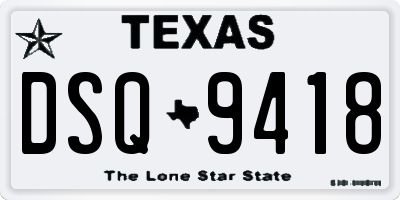 TX license plate DSQ9418