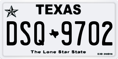TX license plate DSQ9702