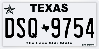 TX license plate DSQ9754
