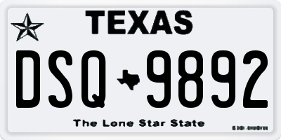 TX license plate DSQ9892