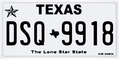 TX license plate DSQ9918