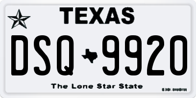 TX license plate DSQ9920