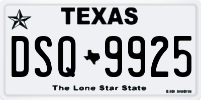 TX license plate DSQ9925